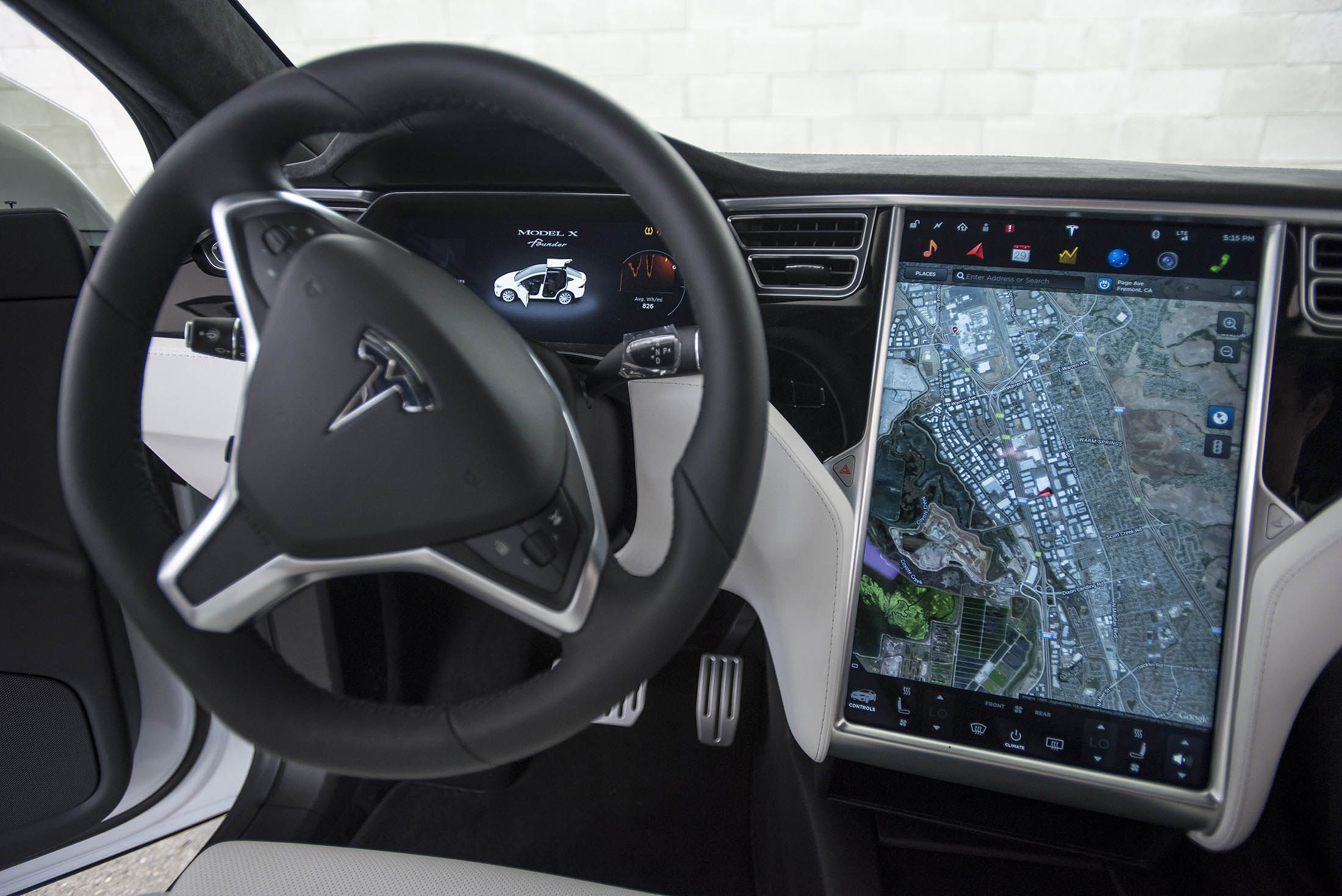 The interior of the Tesla Motors Model X SUV