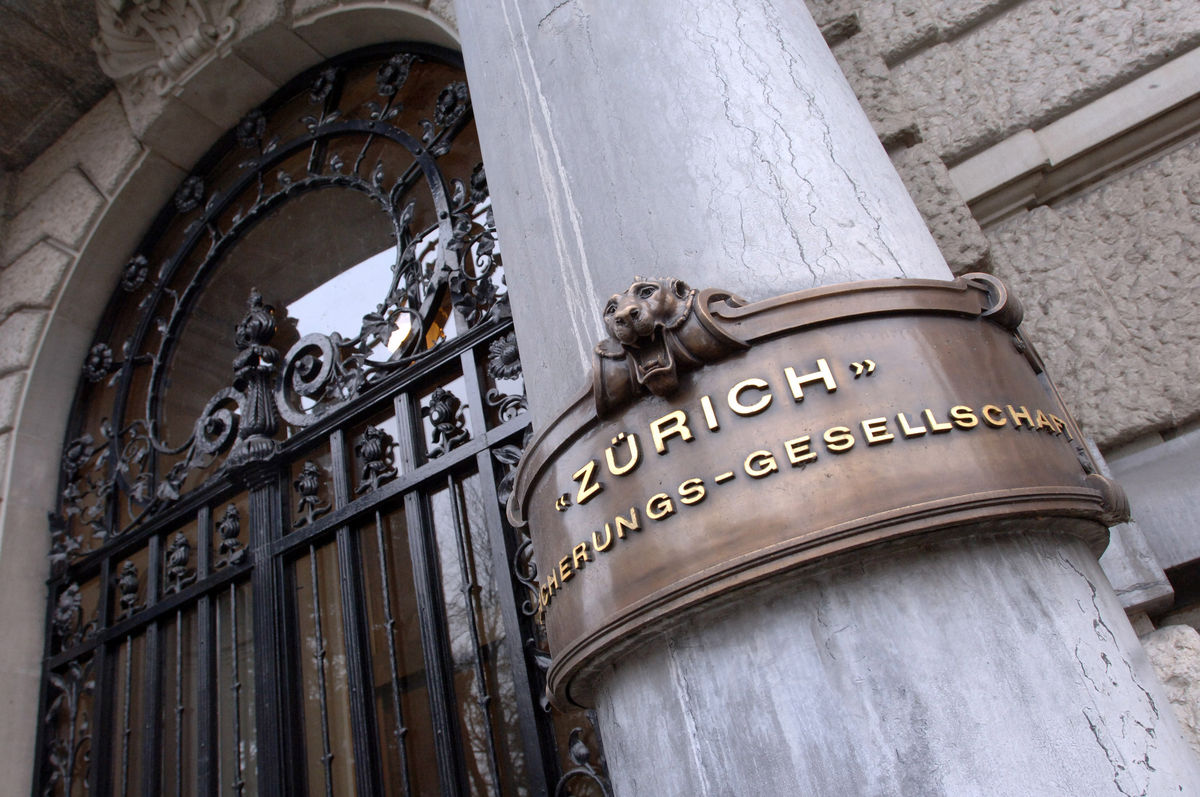 The entrance to the main building of Zurich Insurance is seen in Zurich.
