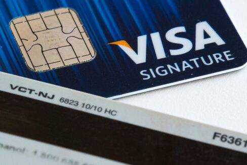 A Visa credit card featuring an EMV chip.