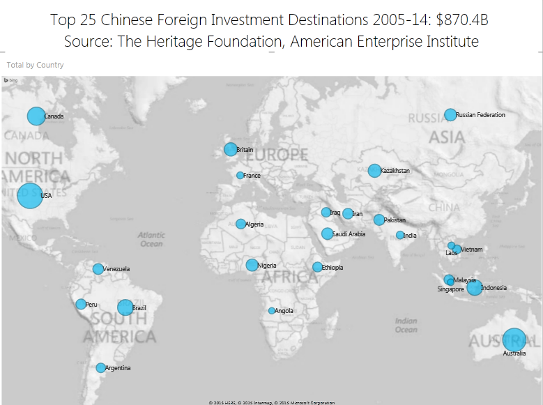 To 25 Chinese Foreign Investment Destinations 2004-14