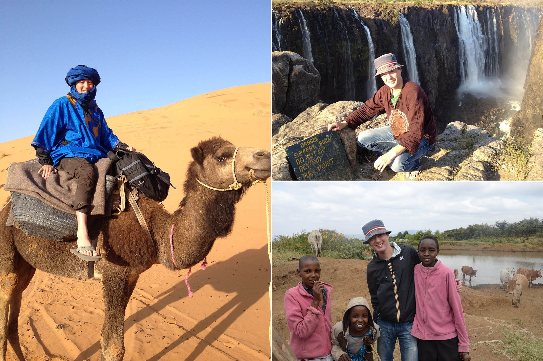 Shintaro Yamada at the Sahara, Victoria Falls and Kenya.