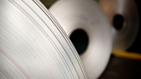 Rolled aluminum at the Alcoa Inc. Davenport Works facility in Riverdale, Iowa.
