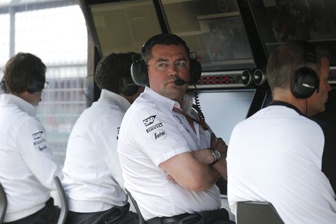 Eric Boullier on the pit wall.
