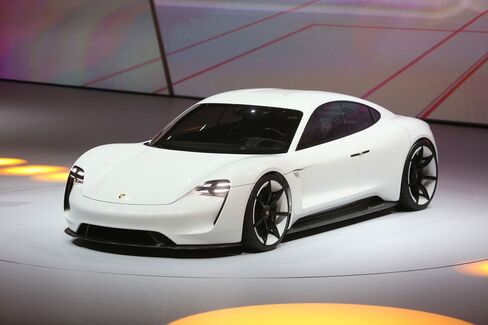 The Porsche Mission E Concept at the Frankfurt Motor Show in 2015.