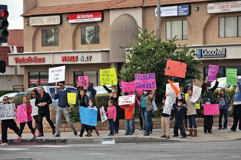Porter Ranch parents and students protest on Dec. 11.