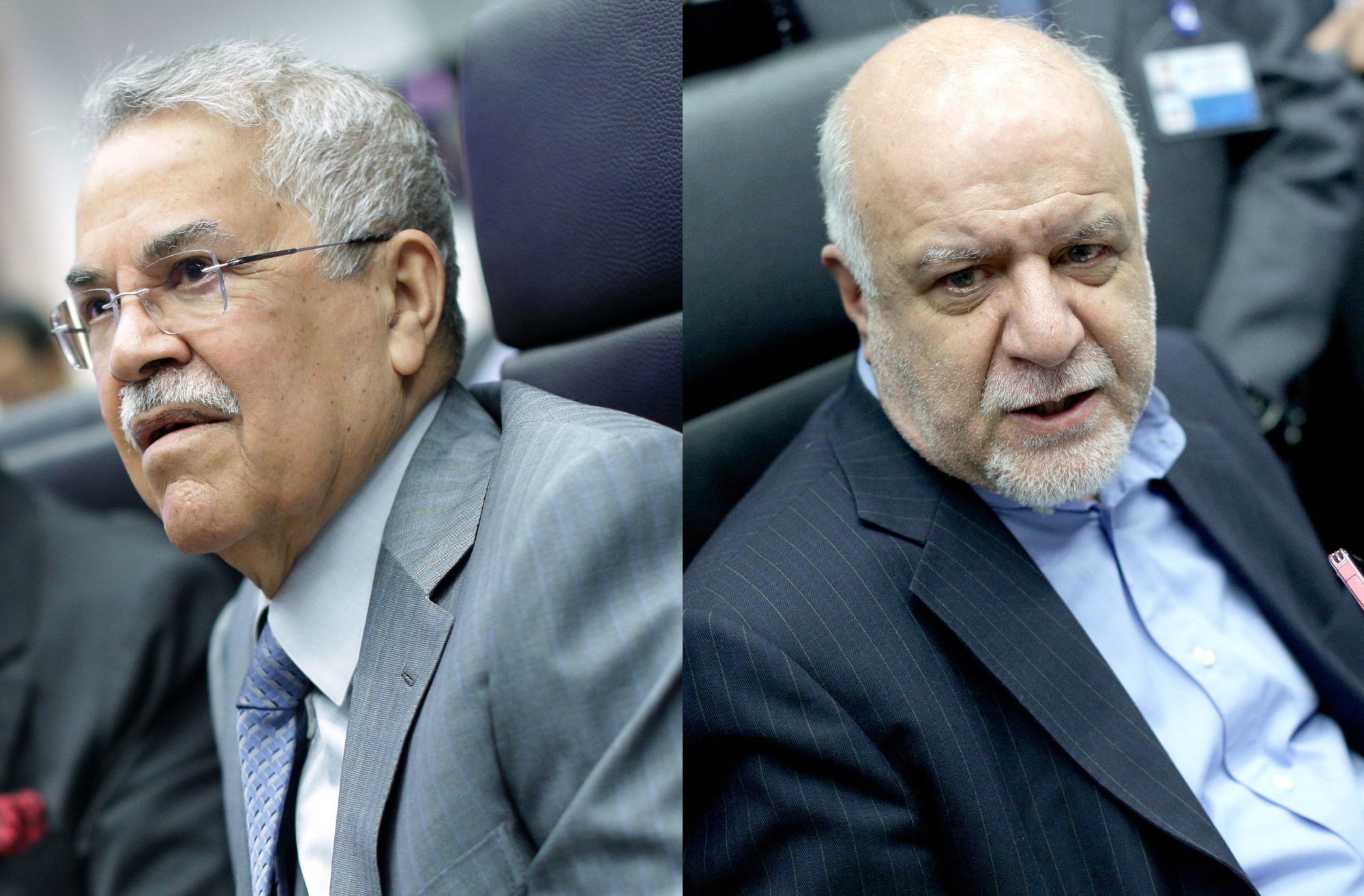 Saudi Arabia’s al-Naimi, left and and Iranian Oil Minister Bijan Namdar Zanganeh.