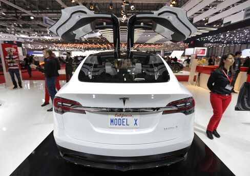 A Tesla Model X electric car.