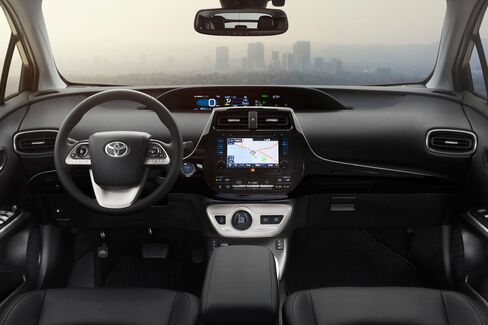 The interior of the brand new 2016 Toyota Prius.