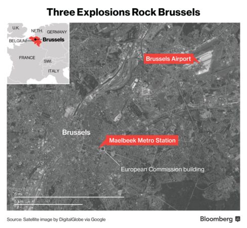 Map of Brussels Attacks