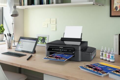 The new Epson printers can be fed by bottle.