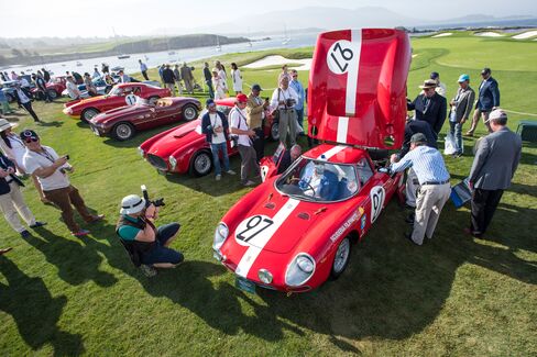 Here is the famous Ferrari Row that is always at the rear of the concours. At front, a 1964 Ferrari 250LM Scaglietti Berlinetta.