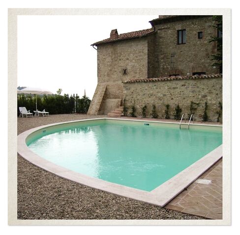 The castle has been owned by the Corsini family since the Emperor Otto bestowed it in 962 A.D. The pool is a more recent addition.