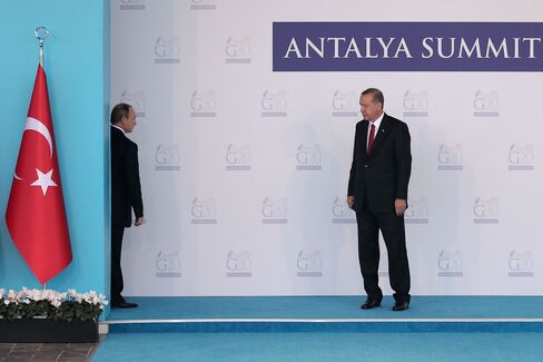 Vladimir Putin and Recep Tayyip Erdogan during the G20 Turkey Leaders Summit