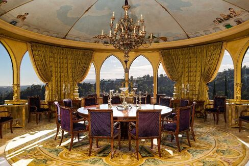 The ballroom of the seven-bed, 10-bath, 18,000-sq-ft mansion. Listed for $135 million. (That gold leaf crown molding doesn't come cheap.)