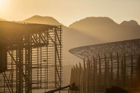 Construction of the 2016 Olympic Park continues in Rio de Janeiro, Brazil.