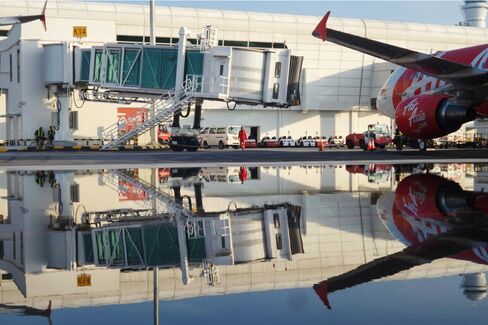 Flooding at Bay K14 at Kuala Lumpur International Airport's new budget terminal. Source: via Bloomberg