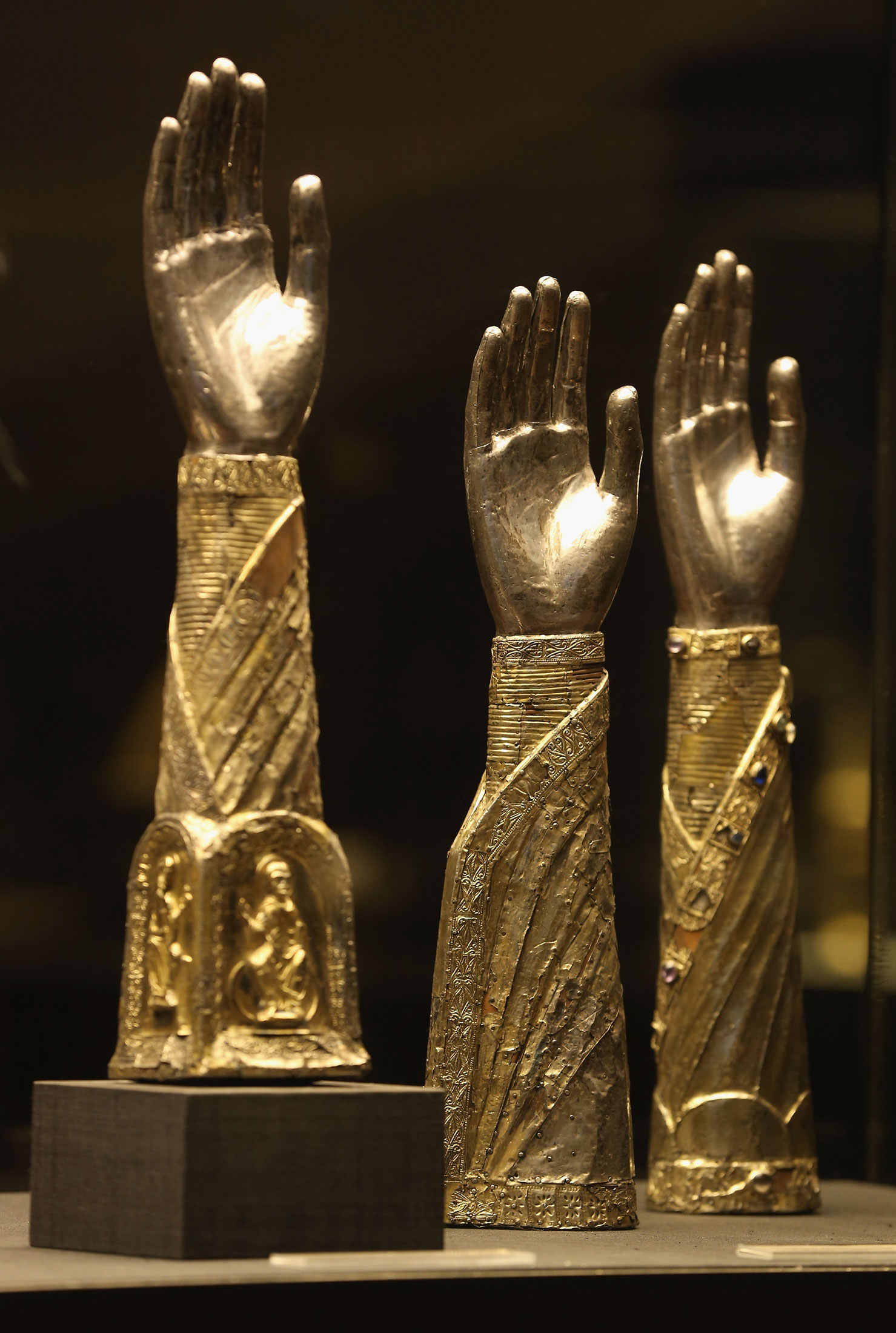 Reliquaries of the Guelph Treasure stand on display at the Museum of Decorative Arts in Berlin on Feb. 26, 2015.