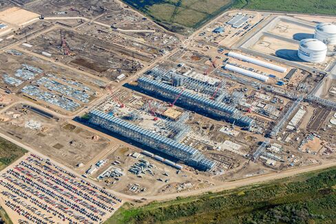 Construction at Cheniere Energy Inc.'s liquified natural gas (LNG) terminal.