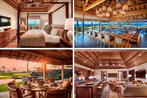 Views of rooms, living areas, and decks at Kohanaiki homes.