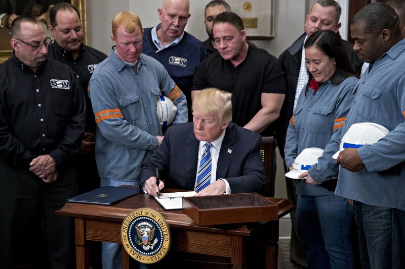 特朗普总统签署了关于钢铁和铝进口的第232条公告