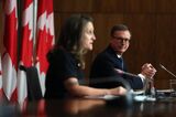 Deputy Prime Minister Freeland And Bank Of Canada Governor Macklem Hold News Conference