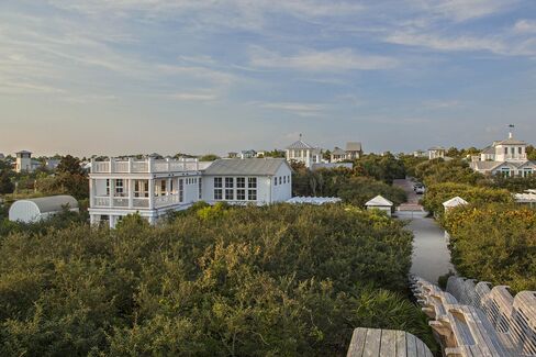 The Rossi House, surrounded by the town of Seaside.