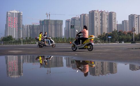 A large area of new apartment blocks have been built around