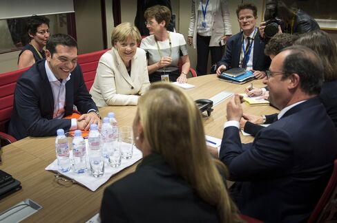 Angela Merkel, Alexis Tsipras and Francois Hollande