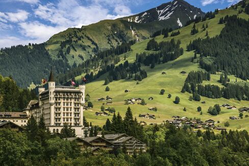 Beautiful views of the Swiss Alps can be seen at Gstaad Palace.