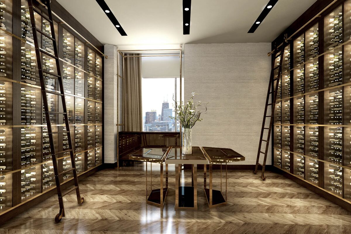 Wine storage room in the penthouse.