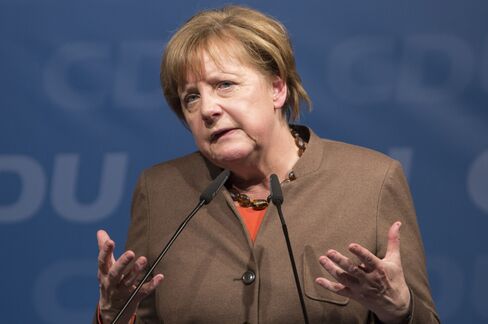 Angela Merkel speaks in Volkmarsen.