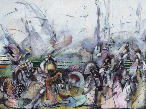 A painting by Ali Banisadr, Treasure (2016), brought to Frieze by Sperone Westwater.