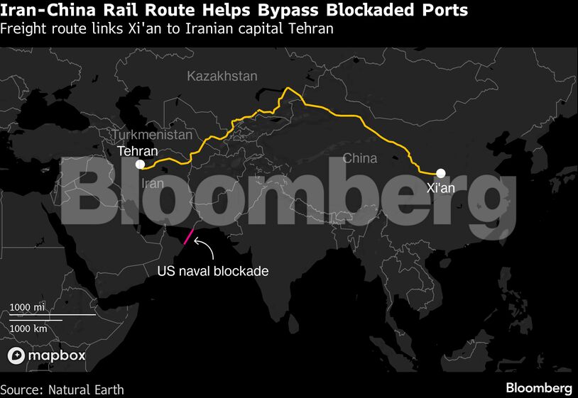 Iran-China Rail Route Helps Bypass Blockaded Ports | Freight route links Xi'an to Iranian capital Tehran