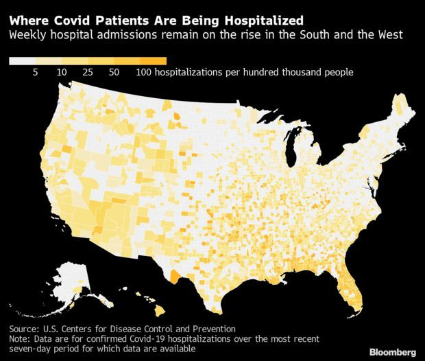 Map of where covid patients are being hospitalized