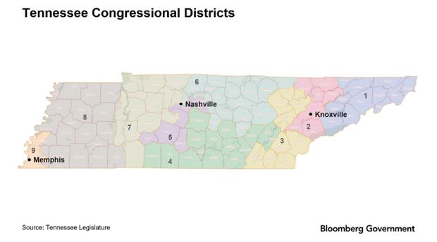 District Map Of Tn New Tennessee Congressional Map Favors Republicans 8 To 1 | Bloomberg  Government