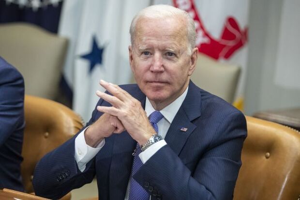 Biden at a meeting in the Roosevelt Room of the White House