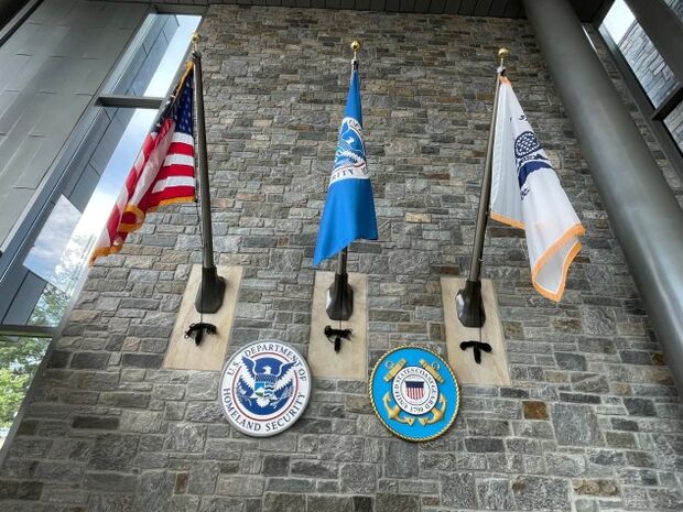 Flags at Department of Homeland Security headquarters