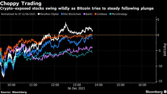 Crypto Stocks Fluctuate as Bitcoin Steadies After Selloff