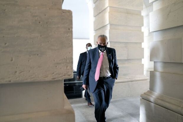 Schumer arrives at the Capitol in Washington, D.C.