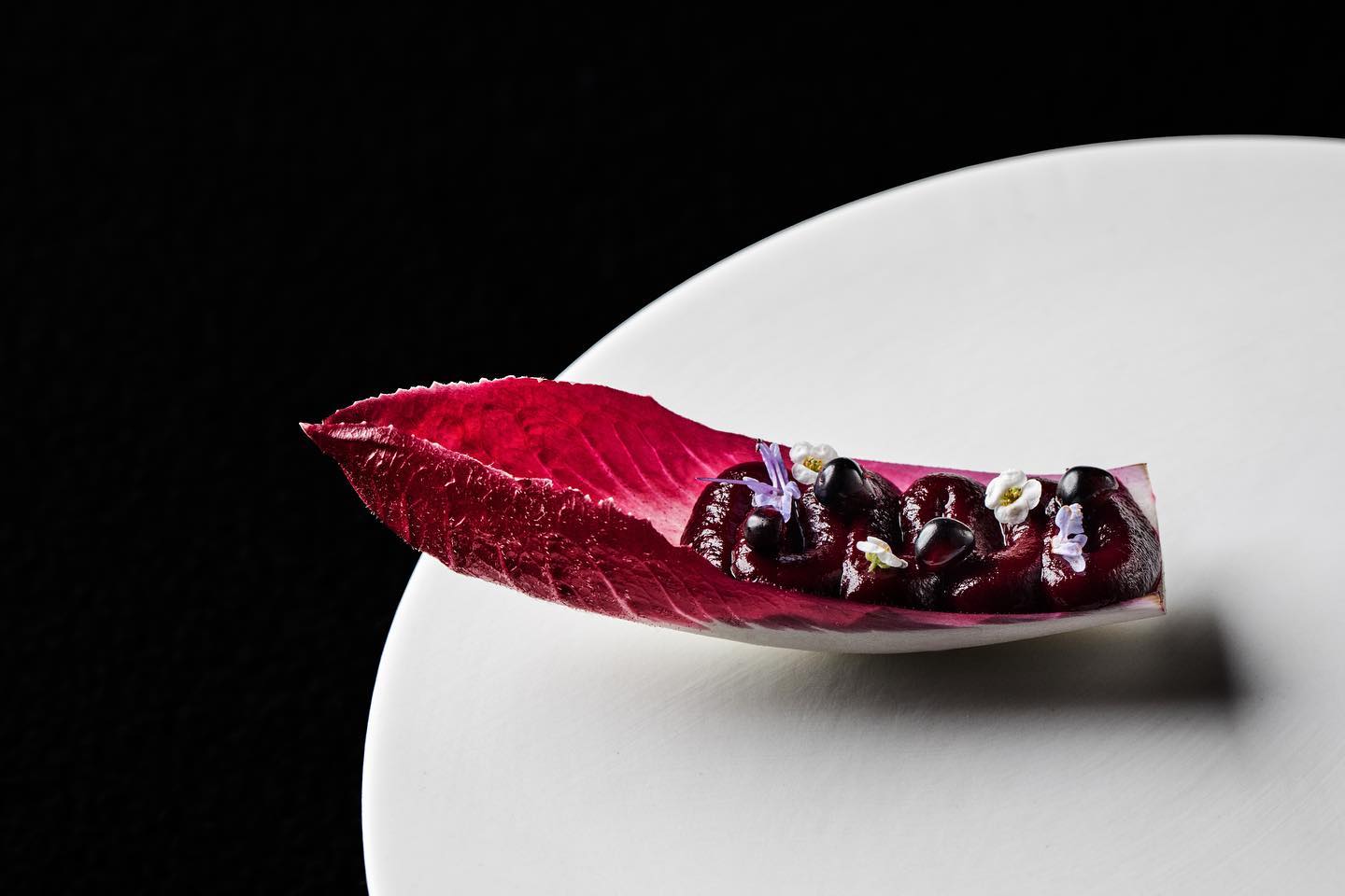 Endive, enhanced with beet and blackberry, at San Diego’s new three-star restaurant, Addison. 