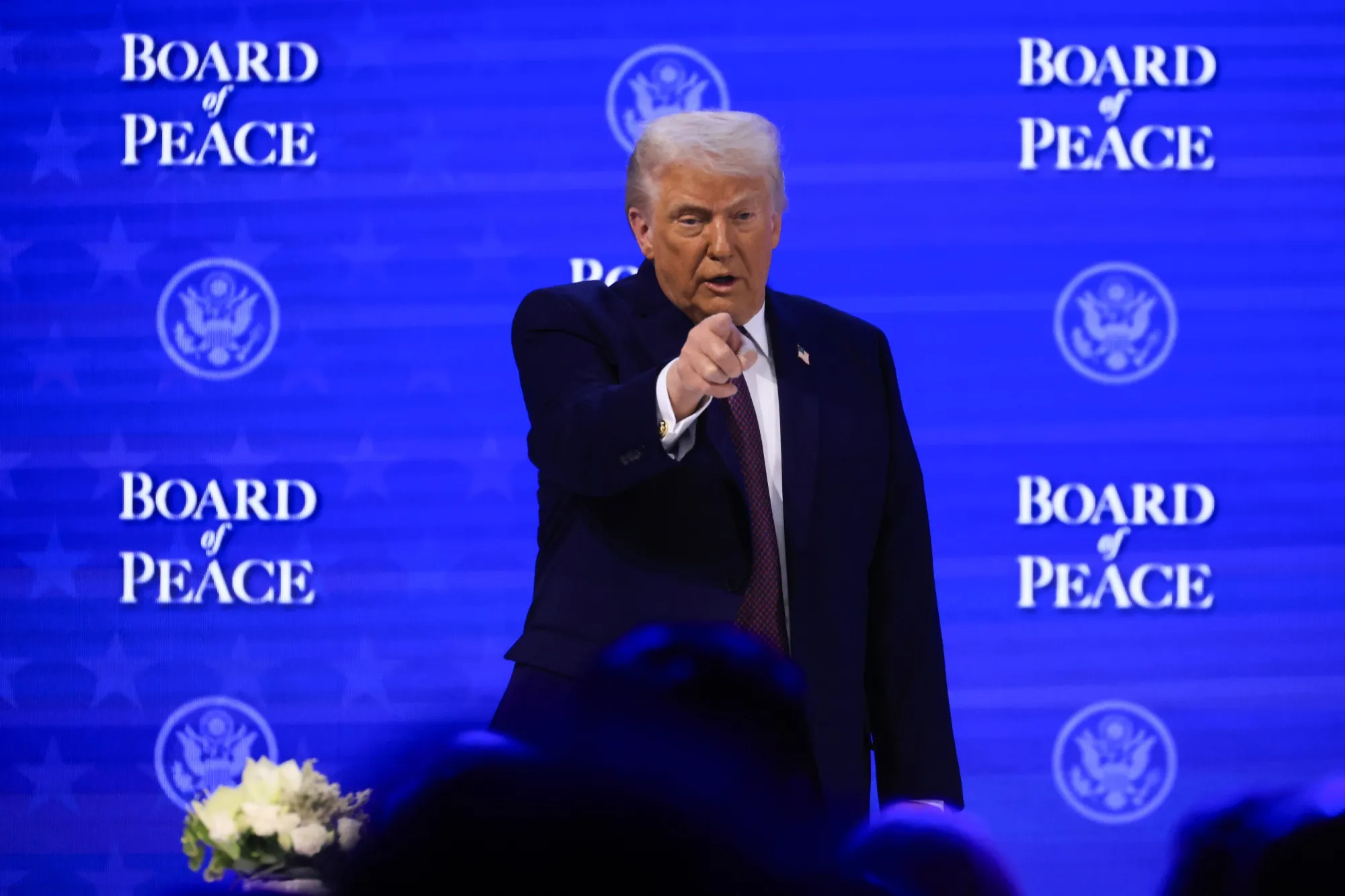 US President Donald Trump during the signing ceremony of the Board of Peace at World Economic Forum in Davos, Switzerland. 