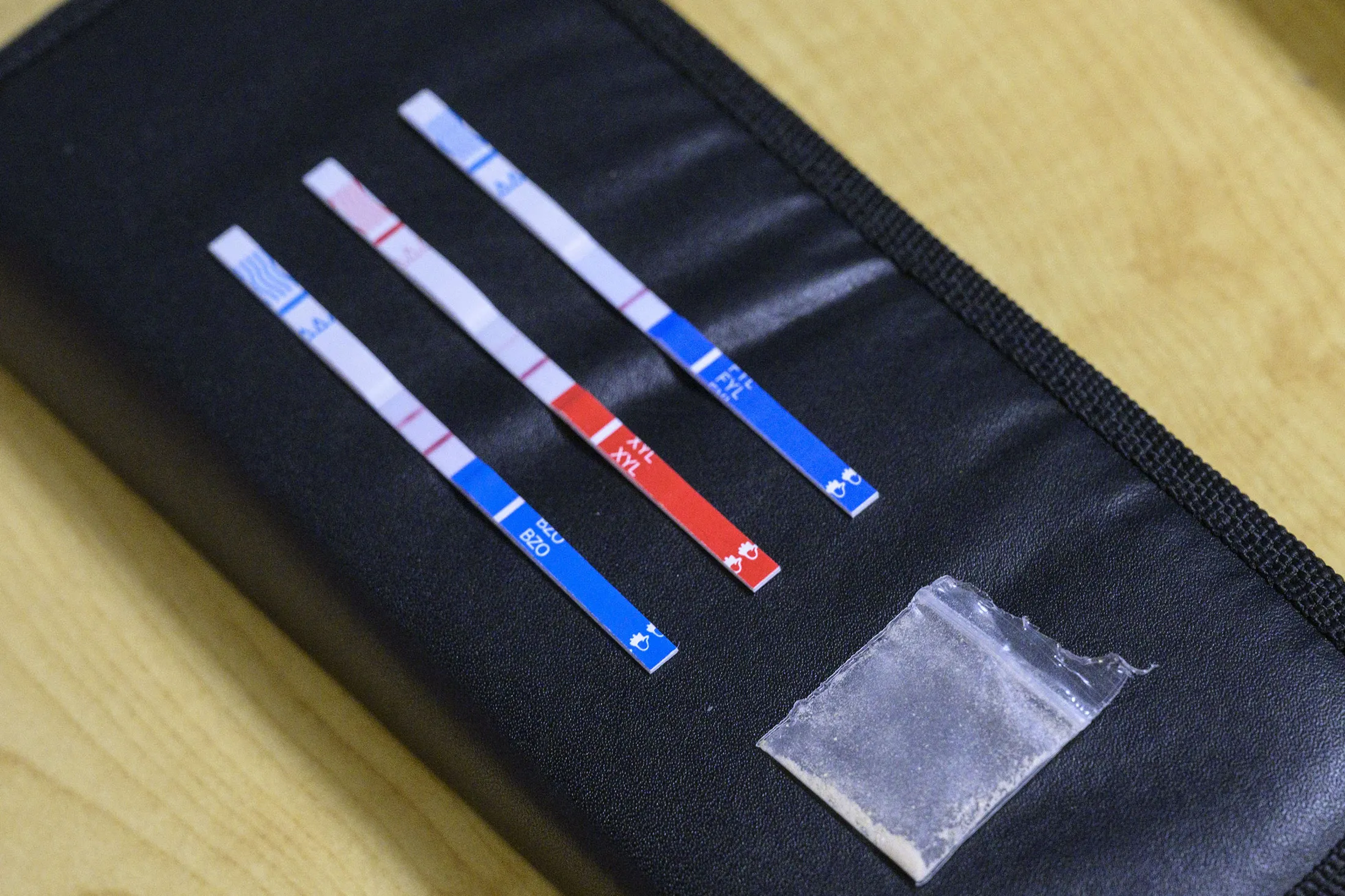 Tests strips used to detect the presence of fentanyl in different kinds of drugs.