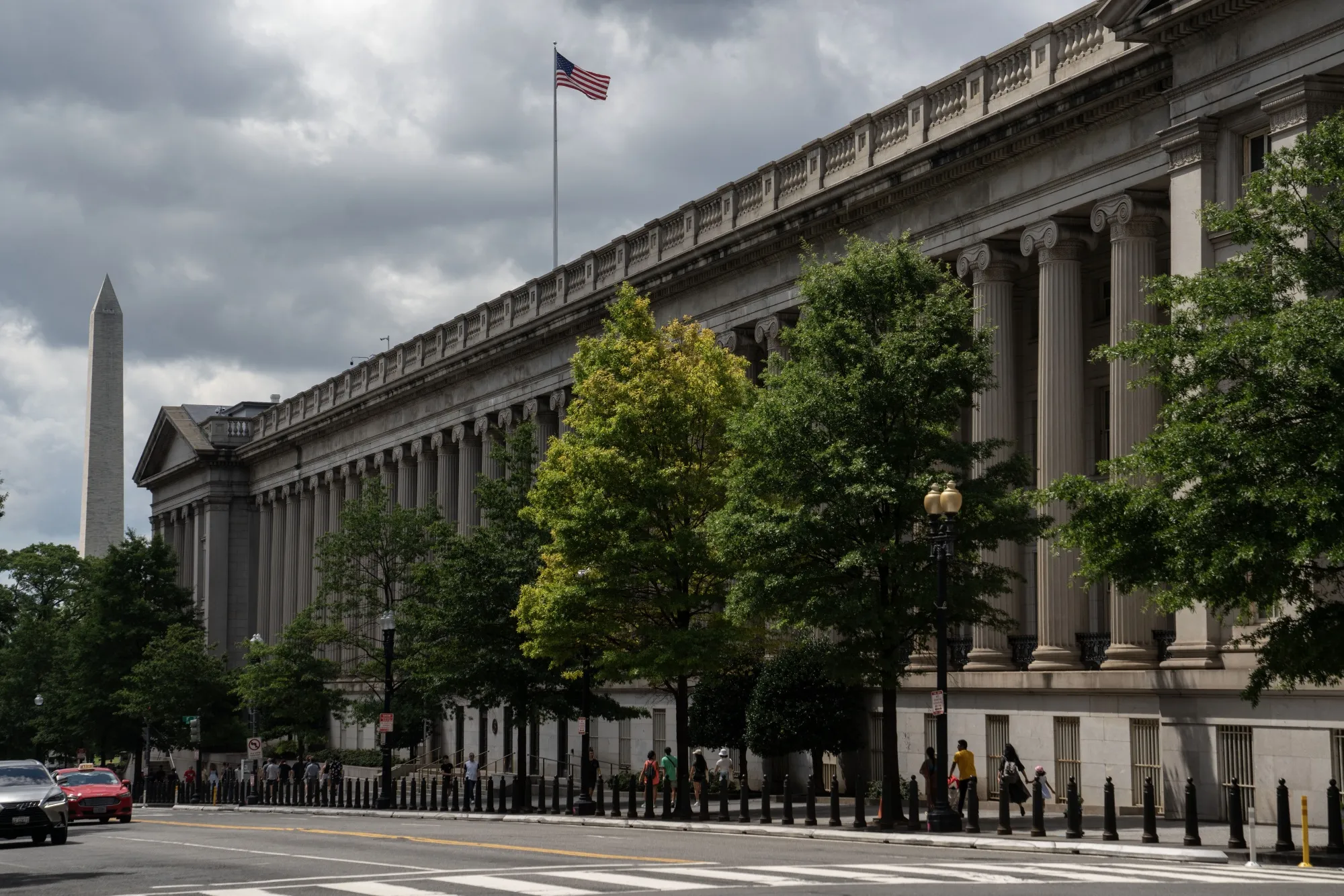 The US Treasury building in Washington, DC.