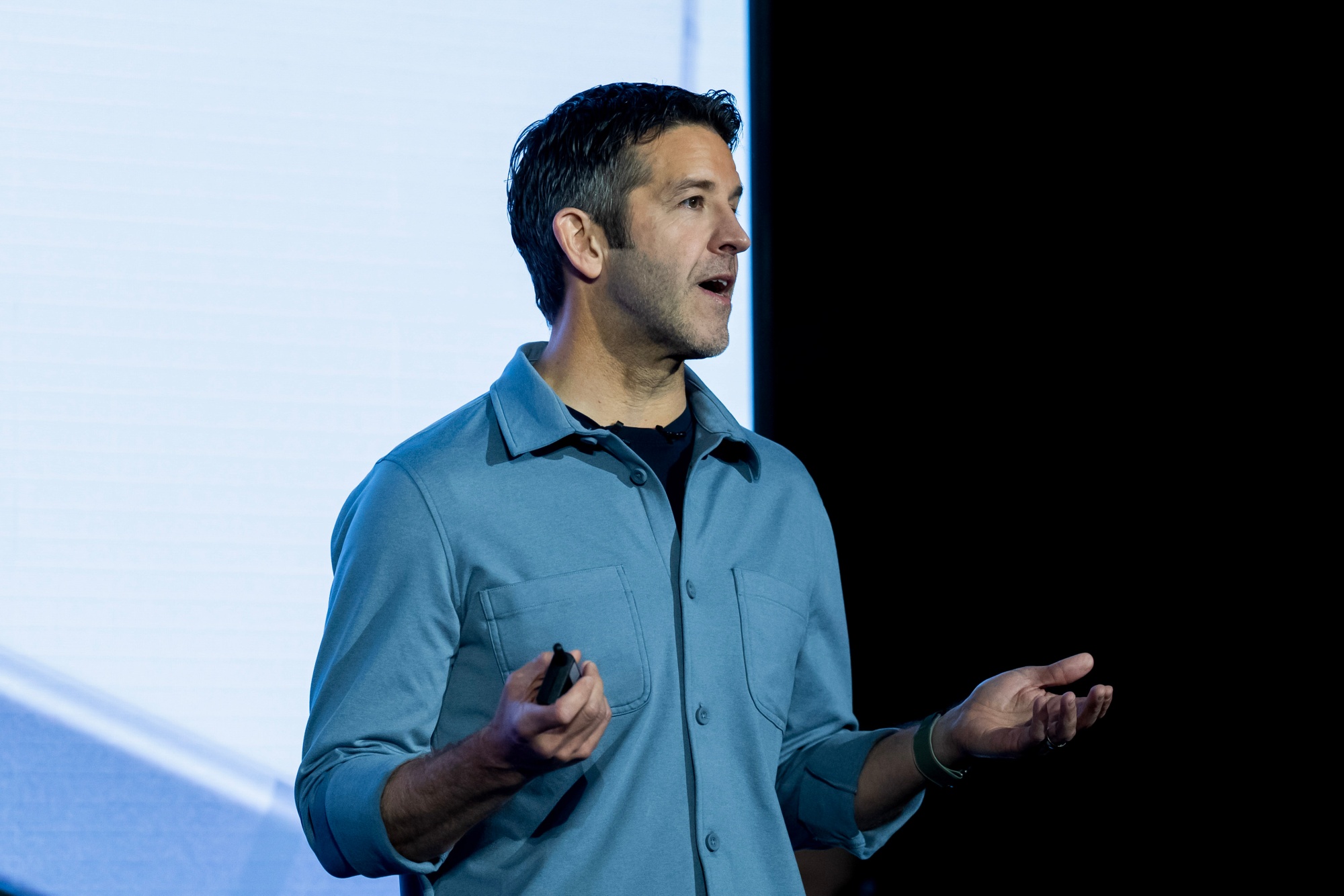 John Ternus, senior vice president of hardware engineering at Apple Inc., during an Apple event in New York, US, on Wednesday, March 4, 2026. Apple Inc. this week unveiled a slate of new products, including the $599 MacBook Neo - its first true low-end laptop - and the iPhone 17e. The company also announced updated versions of the MacBook Pro, MacBook Air, Studio Display and iPad Air. Photographer: Adam Gray/Bloomberg