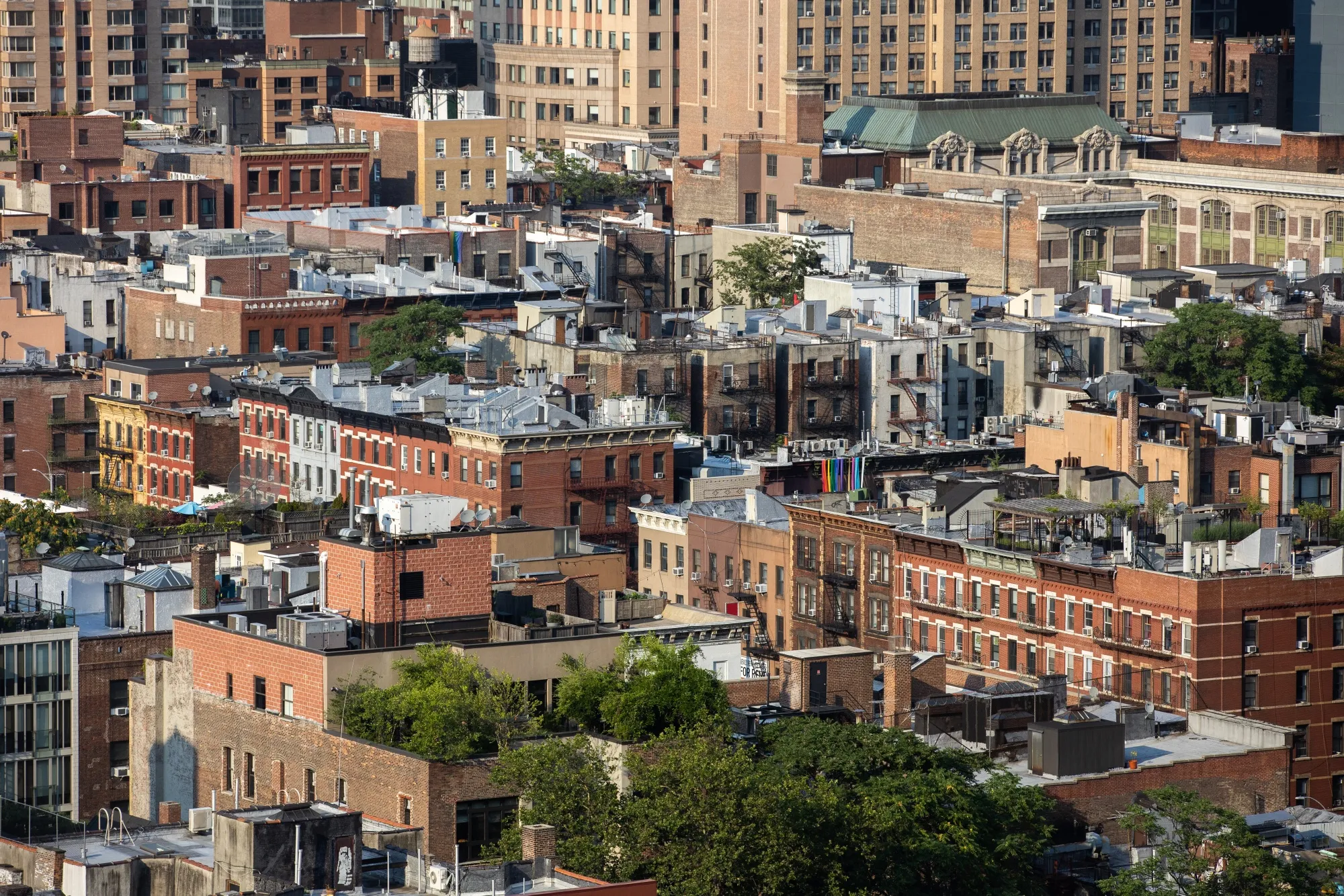 Apartment buildings in New York.