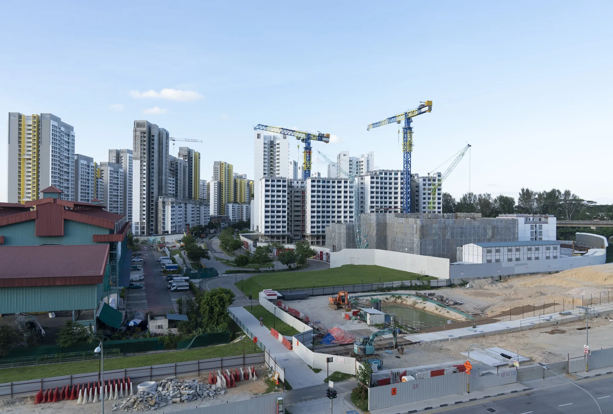 A housing construction site stands idle in the Punggol area of Singapore on&nbsp;April 20.