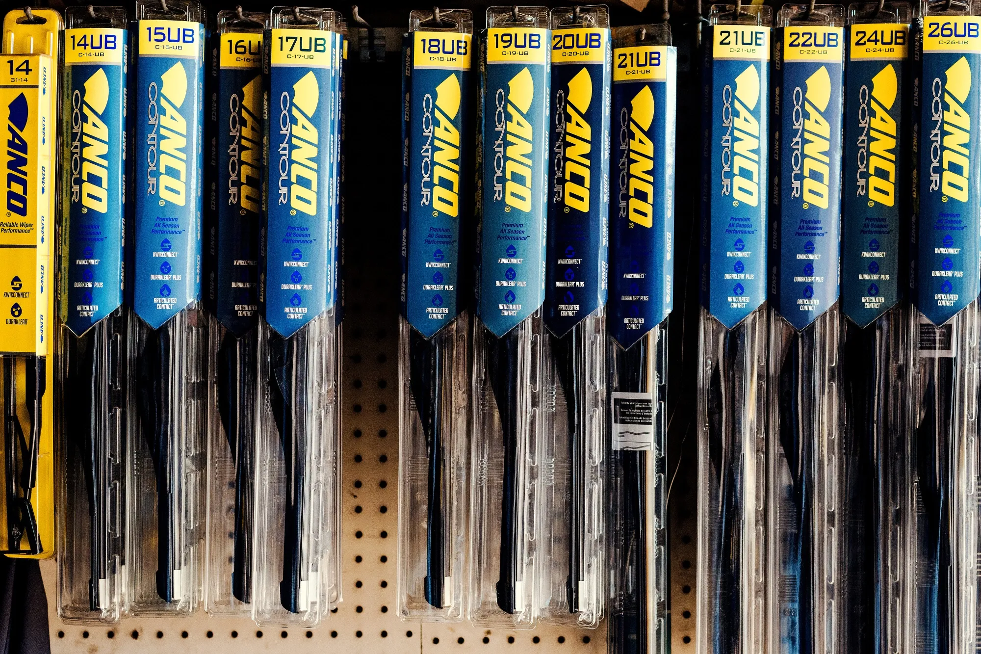 Anco wiper blades at an auto parts store in Memphis, Tennessee.