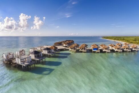 The Palafitos at El Dorado Maroma under construction.
