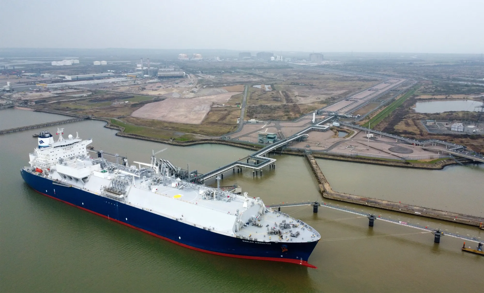 An LNG tanker berthed near London