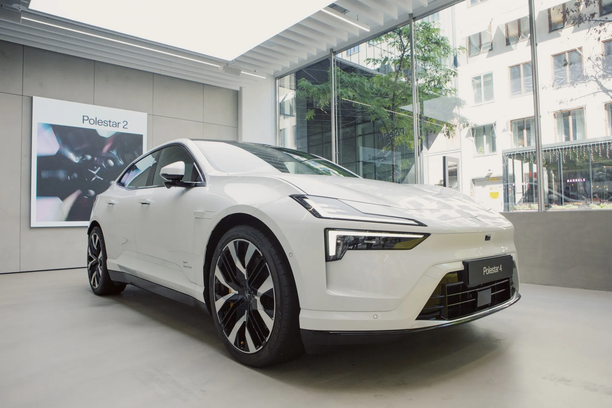 A Polestar 4 at the electric vehicle&nbsp;showroom in Stockholm.
